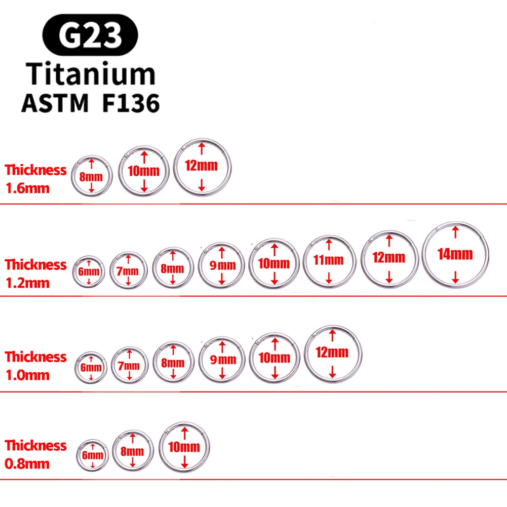 G23 티타늄 코 링 혼합 색상 바디 클립 여성용 후프 남성용 연골 피어싱 쥬얼리 세그먼트 립 귀 L 링 후프
