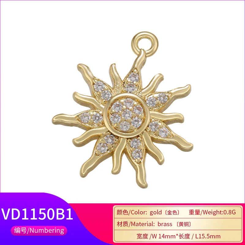 ZHUKOU 여성용 골드 컬러 썬문 미니 참, 수제 귀걸이 목걸이, 쥬얼리 액세서리 공급, 도매 VD1147