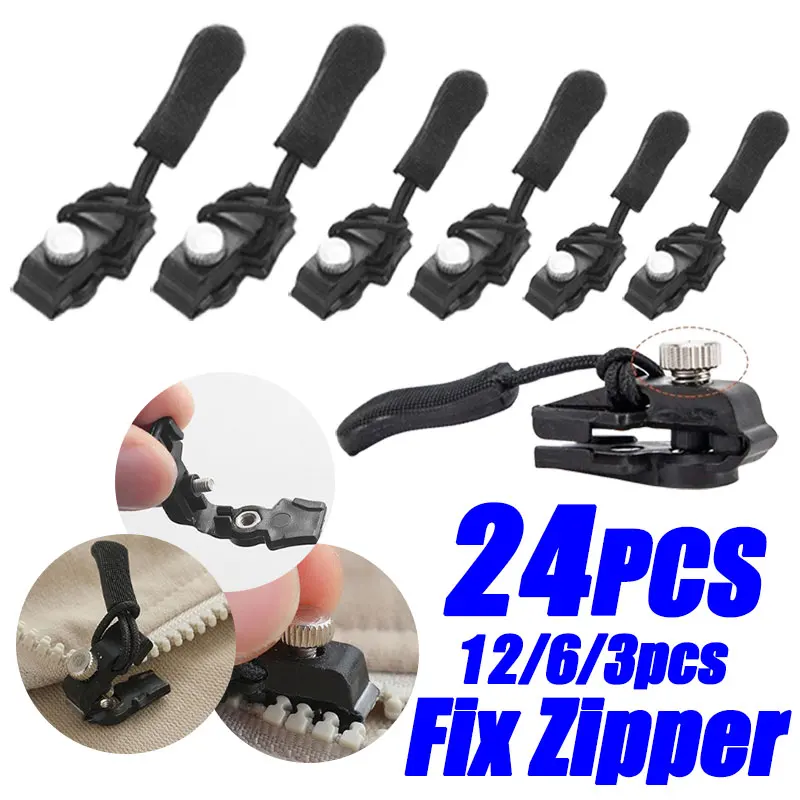 24/3pcs 유니버설 분리형 금속 지퍼 슬라이더 풀러 분리형 인스턴트 수리 키트 의류에 대 한 DIY 교체 레버 잠금 장치 title=24/3pcs 유니버설 분리형 금속 지퍼 슬라이더 풀러 분리형 인스턴트 수리 키트 의류에 대 한 DIY 교체 레버 잠금 장치