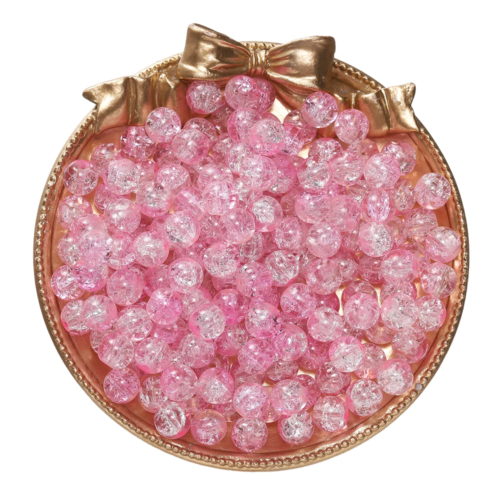 50/100pcs 8mm 유리 Crackle 구슬 보석에 대 한 느슨한 스페이서 비즈 DIY 수 제 귀걸이 팔찌 목걸이 액세서리 만들기