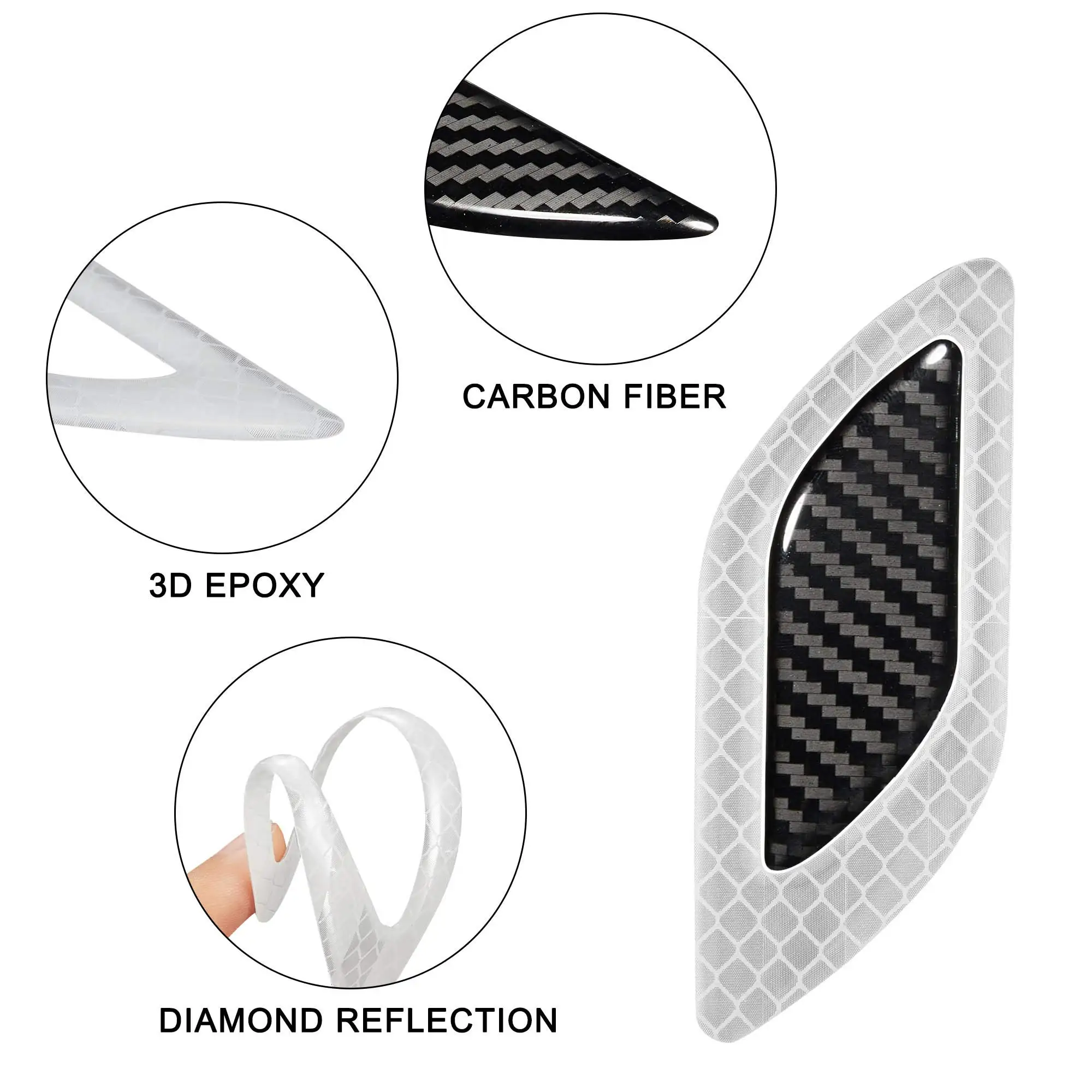 3D 자동차 스타일링 반사 스트립 탄소 섬유 반사판 스티커 트럭 자동 안전 경고 테이프 자동차 외관 액세서리 6pcs