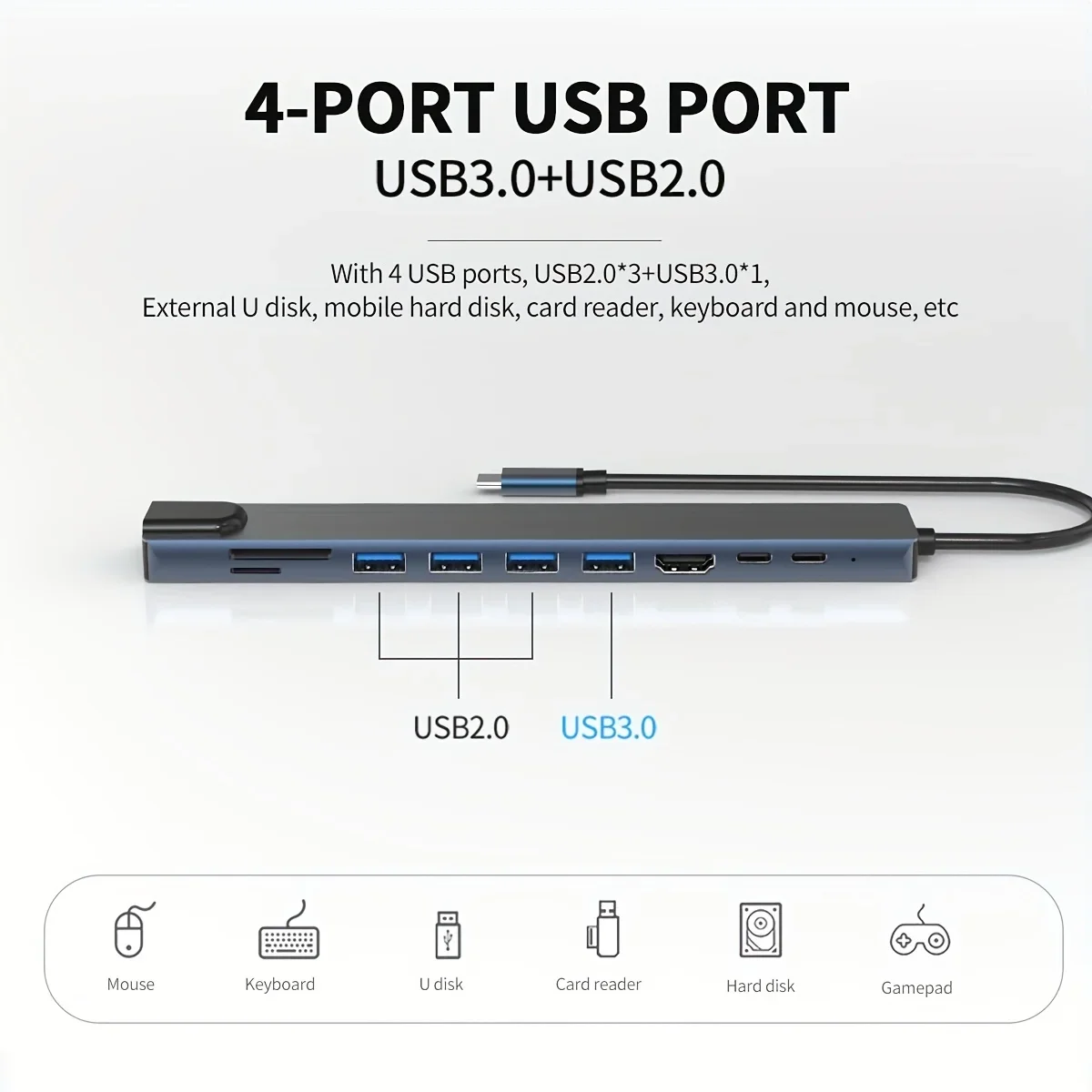 USB C 허브 도킹 스테이션 C타입-HDTV 호환, 맥북, 아이패드, 화웨이, 삼성폰용, 10 인 1, 4K30Hz, RJ45 이더넷, PD100W