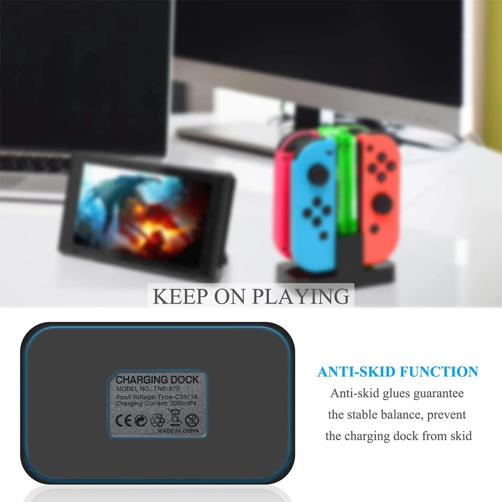 Nintend Switch 4 컨트롤러 충전기 LED 표시기 Nitendo Switch 용 충전 도킹 스테이션 Nintendoswitch NS Joy-con 액세서리