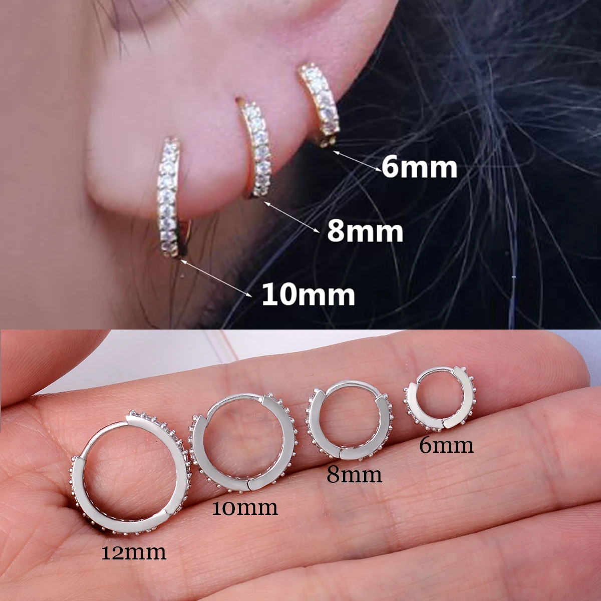1 Pcs 여성을위한 패션 절묘한 크리스탈 지르콘 후프 귀걸이 레인보우 연골 헬릭스 Tragus 귀걸이 스터드 바디 피어 싱 쥬얼리 title=1 Pcs 여성을위한 패션 절묘한 크리스탈 지르콘 후프 귀걸이 레인보우 연골 헬릭스 Tragus 귀걸이 스터드 바디 피어 싱 쥬얼리 