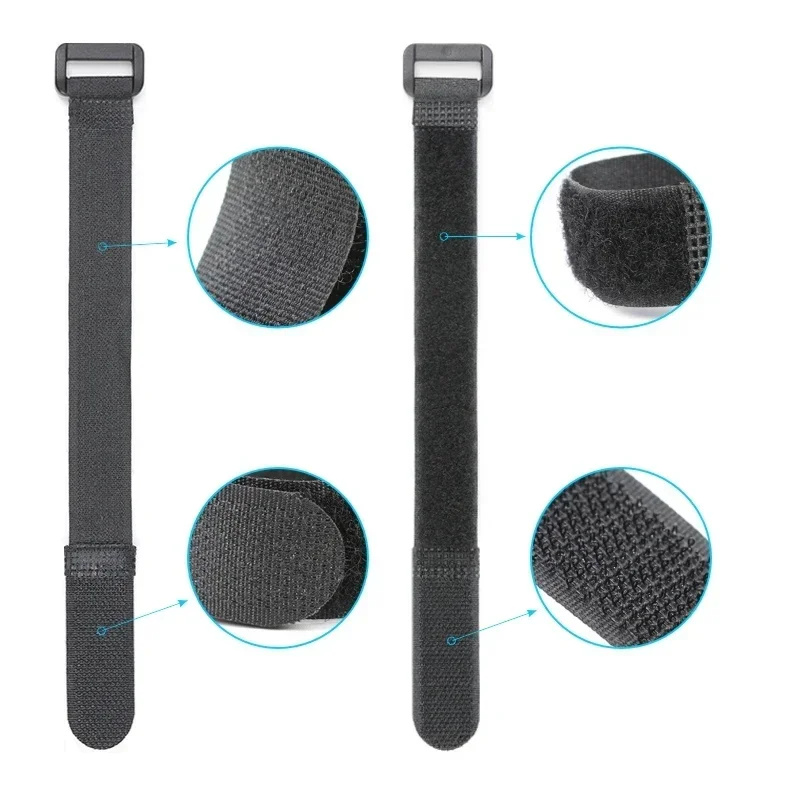 케이블 타이 재사용 가능한 자체 접착 검정색 너비 20mm 나일론 스트랩 역방향 버클 라인 와이어 주최자 후크 루프 번들 패스너