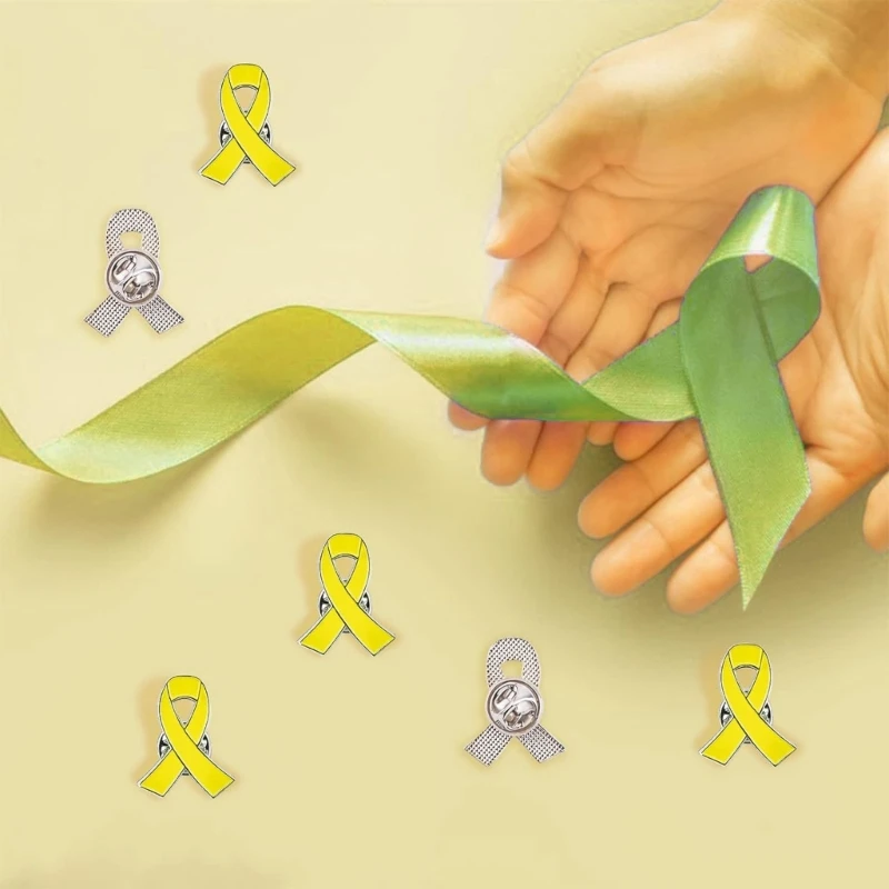 10/20/50pcs 노란색 리본 핀 안티 폭력 브로치 패션 스웨터 배낭 쥬얼리 액세서리