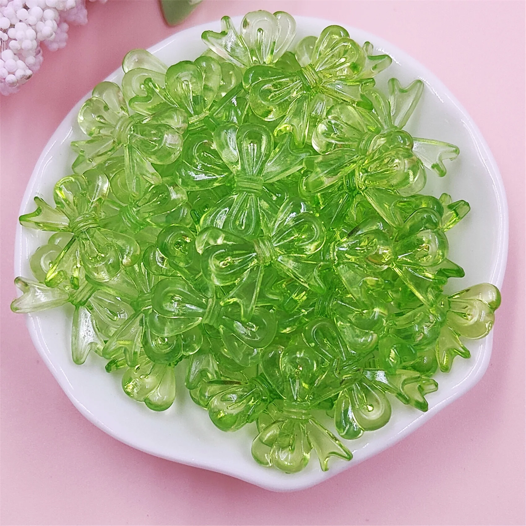 15*19mm 20PCS 여러 가지 빛깔의 투명 활 아크릴 구슬 DIY 수제 보석 귀걸이 키 체인 소재 액세서리