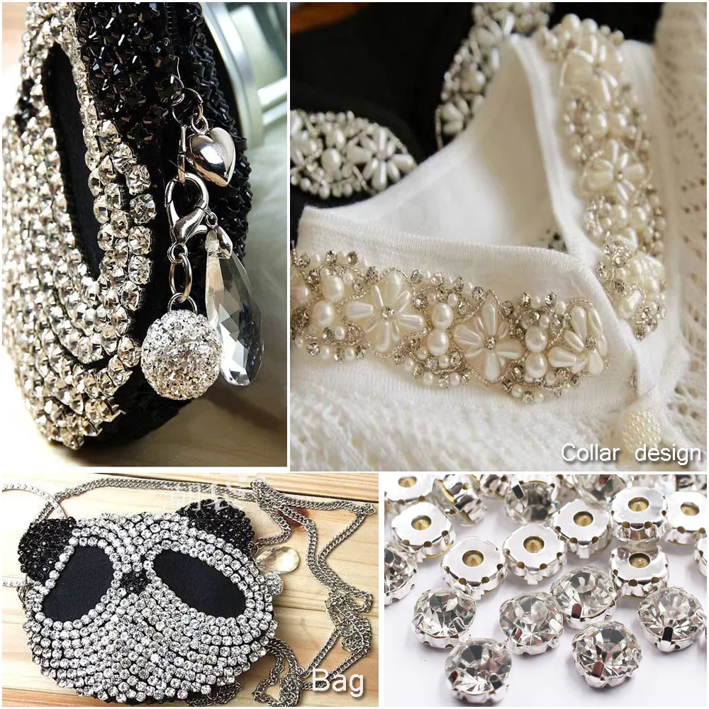 SS12-SS40 크리스탈 유리 돌 실버 클로 컵 라인 석 Strass 돌과 크리스탈 의류에 대 한 라인 석 바느질 DIY 패브릭