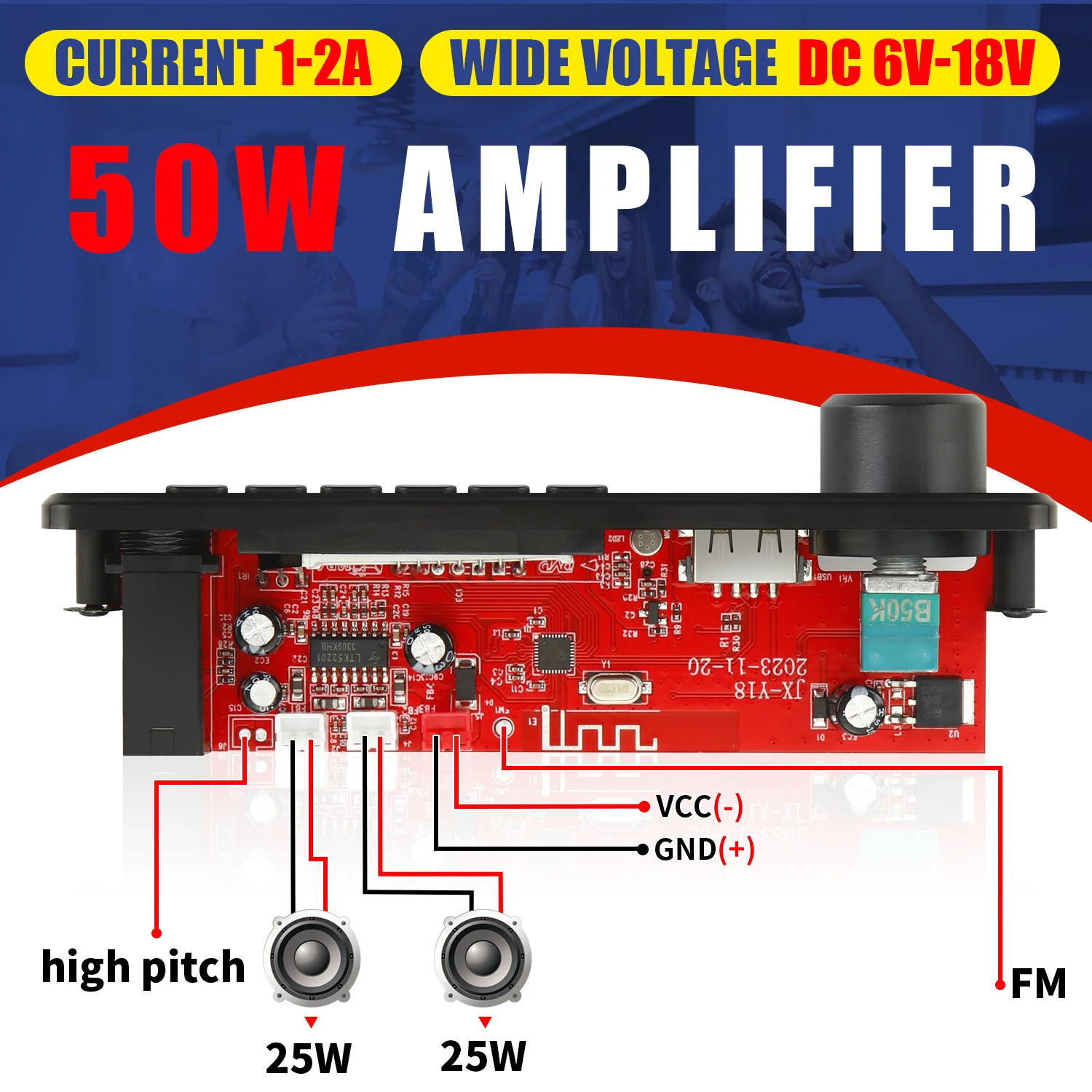 DC 12V 50W 증폭기 블루투스 5.0 MP3 플레이어 디코더 보드 FM 라디오 TF USB 3.5mm AUX 모듈 블루투스 수신기 차량용 키트 오디오