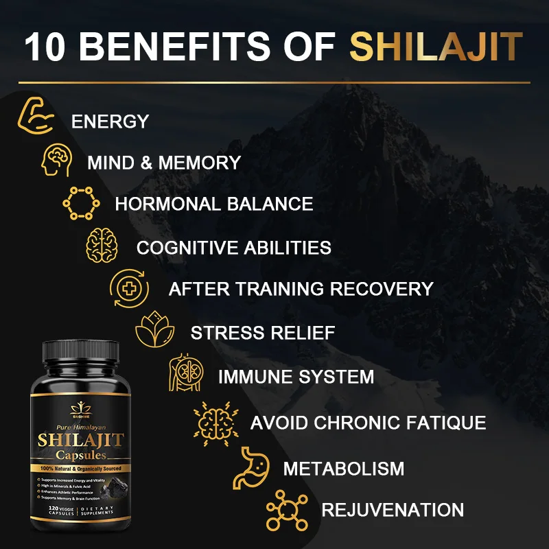 Shilajit 순수 히말라야 유기농-Shilajit 보충제, 순도, 높은 용량, 에너지, 힘, 면역력, 남성 및 여성
