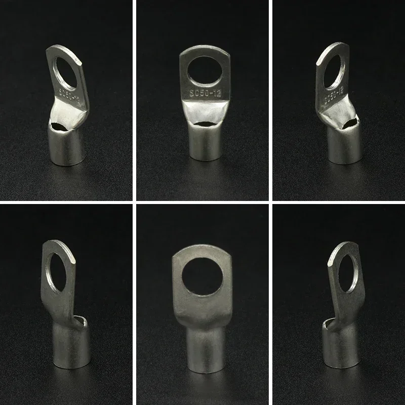 SC 유형 와이어 노즈 터미널 SC6 SC10 SC16 SC25 베어 구리 배터리 블록 러그 구멍 ID 6 8 10 12mm 압착 와이어 커넥터