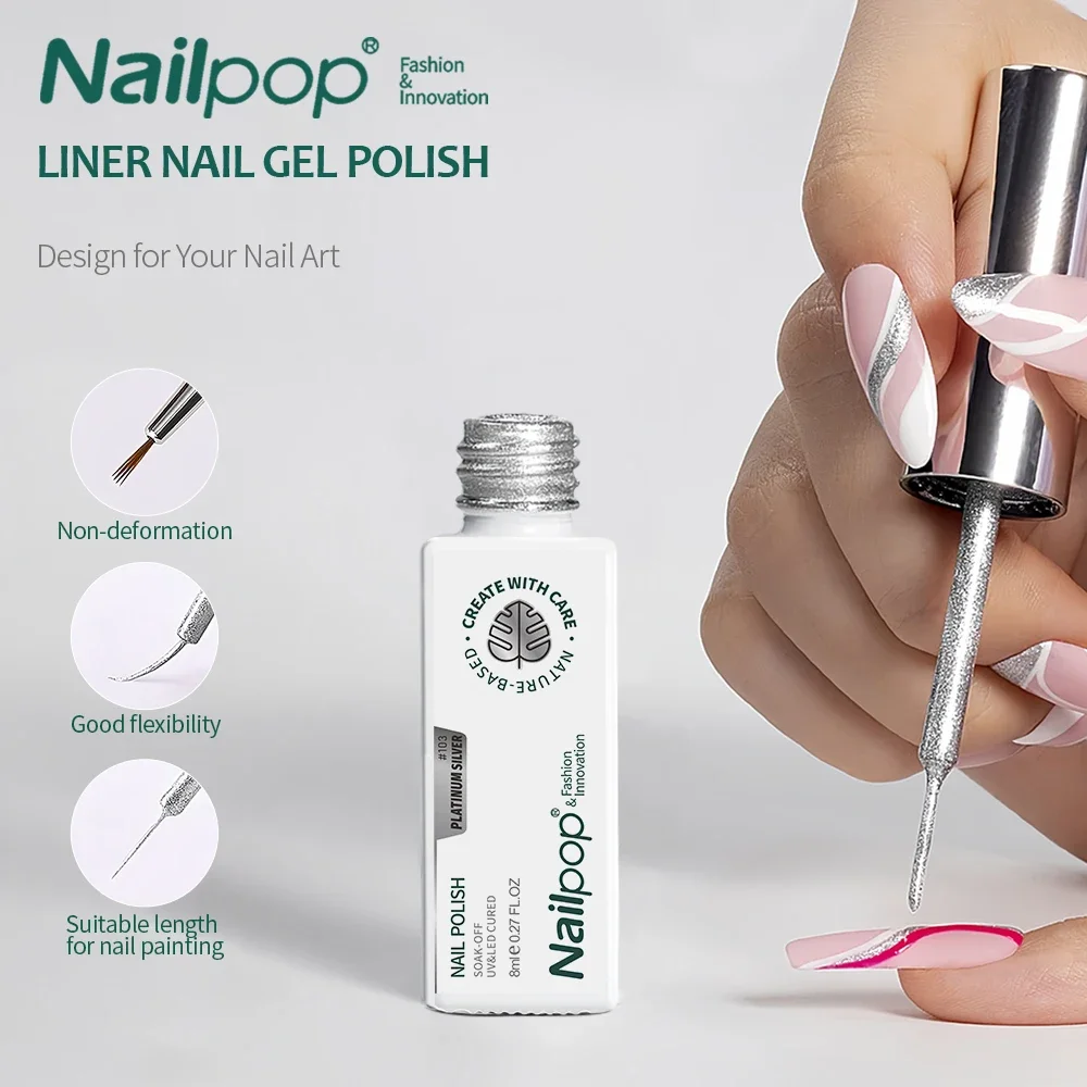 NAILPOP 젤 매니큐어 라이너 8ML 5 색 네일 아트 페인트 젤 프랑스어 팁 소용돌이 DIY 매니큐어 브러쉬로 UV 경화 담그기 title=NAILPOP 젤 매니큐어 라이너 8ML 5 색 네일 아트 페인트 젤 프랑스어 팁 소용돌이 DIY 매니큐어 브러쉬로 UV 경화 담그기 