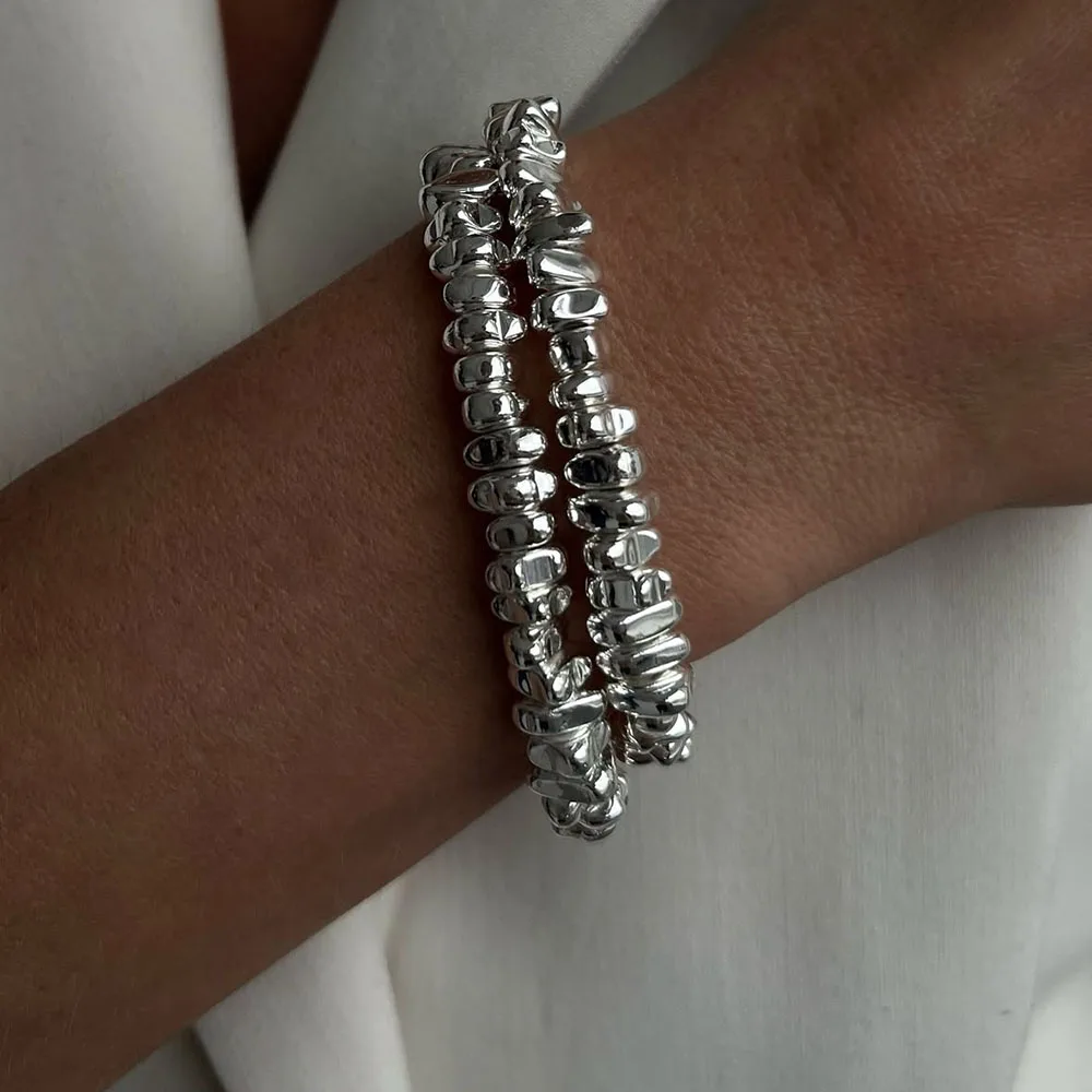 여성용 빈티지 불규칙 CCB 비즈 체인, 하트 펜던트 쥬얼리, 발렌타인 선물, 3 개/세트, 신상 패션 팔찌, B064