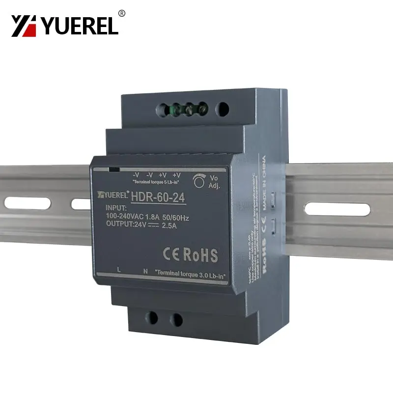 초박형 스위칭 전원 공급 장치 HDR 15W 30W 60W 100W 150W 12V 24V 레일 유형 변압기