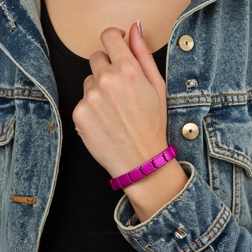 패션 스테인레스 스틸 탄성 이탈리아어 링크 매력 팔찌 9mm 너비 남성 여성을위한 심플한 디자인 팔찌 DIY 만들기 보석