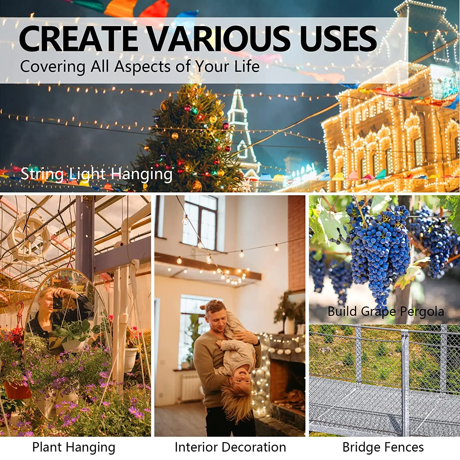 유연한 부드러운 투명 케이블 조명 커튼 코드 서스펜션 로프, PVC 코팅, 5/10 계량기 철사 로프, 1/2/3/4/5/6mm