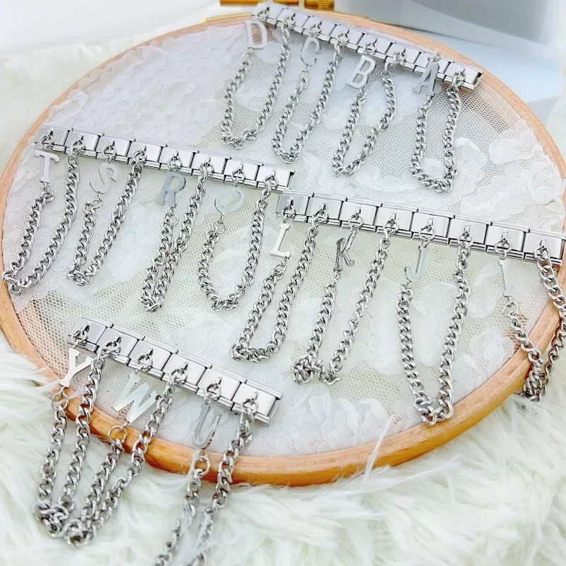 패션 체인 편지 탄성 매력 이탈리아어 링크 맞는 9mm 스테인레스 스틸 모듈 형 팔찌 여성을 만들기 DIY 쥬얼리