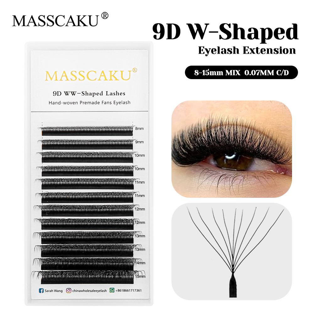 MASSCAKU Natural Look Matte Dark Black 4D 6D 10D W 스타일 속눈썹 모든 사이즈 프리미엄 벨벳 섬유 W 모양의 속눈썹 뷰티 살롱용 title=MASSCAKU Natural Look Matte Dark Black 4D 6D 10D W 스타일 속눈썹 모든 사이즈 프리미엄 벨벳 섬유 W 모양의 속눈썹 뷰티 살롱용 