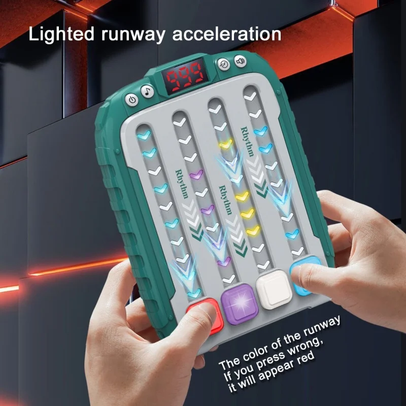 전자 음악 리듬 퍼즐 게임 기계 몬테소리 포켓 여행 장난감 조명 교육 감각 빠른 푸시 테이블 게임