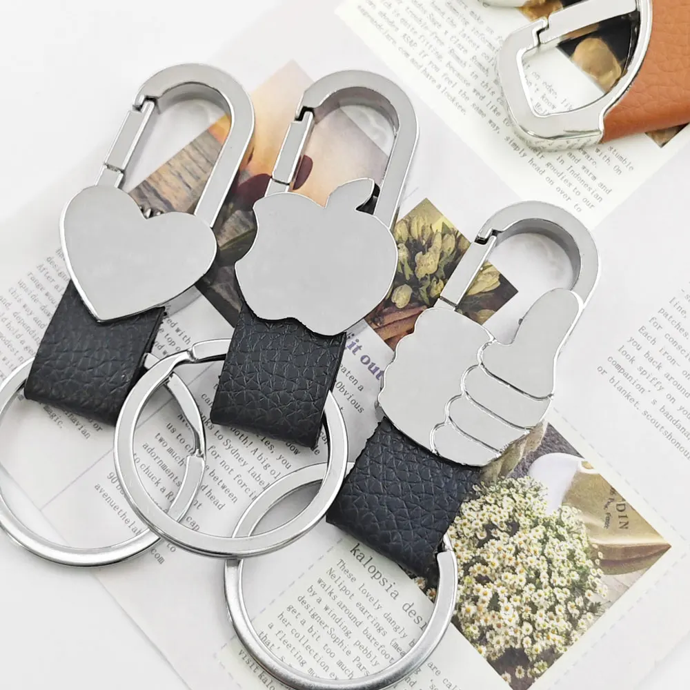 1/4PCS 개인화 된 가죽 접합 허리 교수형 자동차 키 체인 금속 열쇠 고리 체인 오토바이 열쇠 고리 액세서리 남자 선물