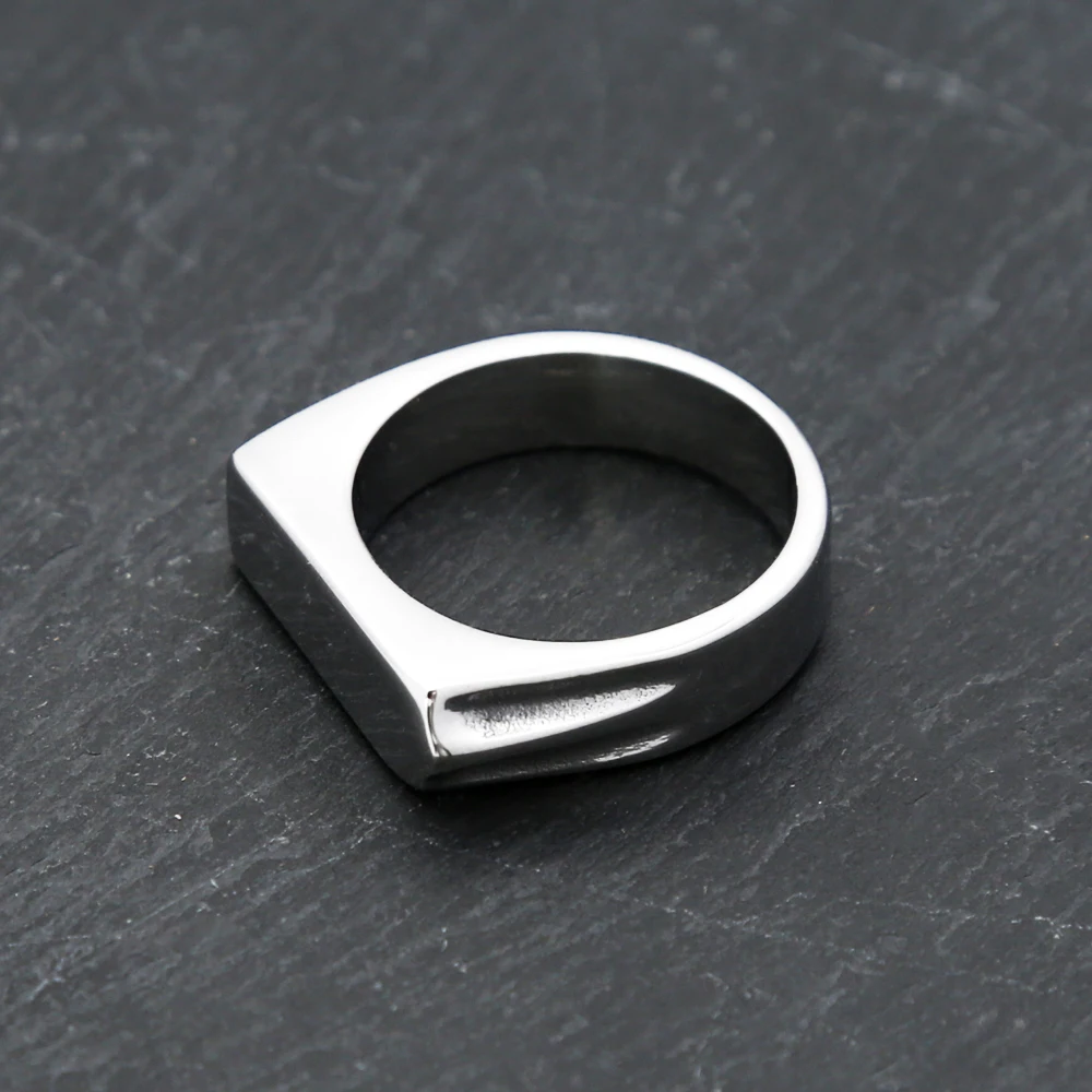 펑크 힙합 스퀘어 밴드 플랫 탑 시그넷 반지, 매력적인 파티 쥬얼리 선물, 316L 스테인레스 스틸, 심플한 패션