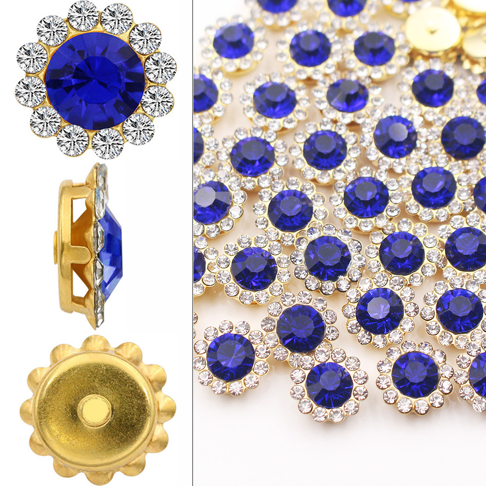 8mm-12mm 해바라기 바느질 클로 라인 석 크리스탈 유리 구슬 단추 돌 의류 바느질 액세서리에 대한 라인 석에 바느질