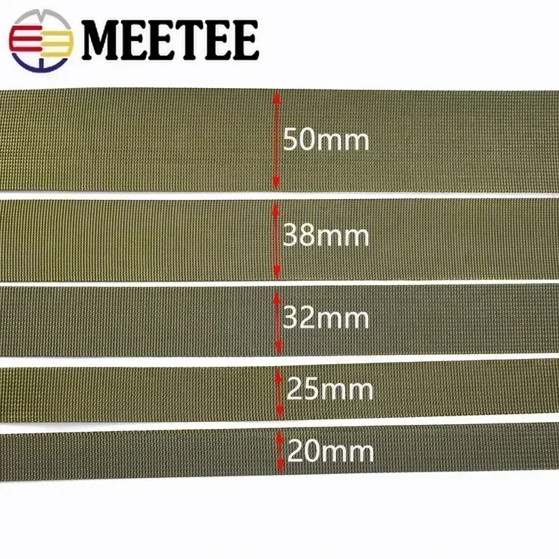 5 미터 20-38mm 육군 녹색 나일론 웨빙 테이프 트림 재봉 재료 안전 벨트 배낭 스트랩 가방 버클 의류 액세서리