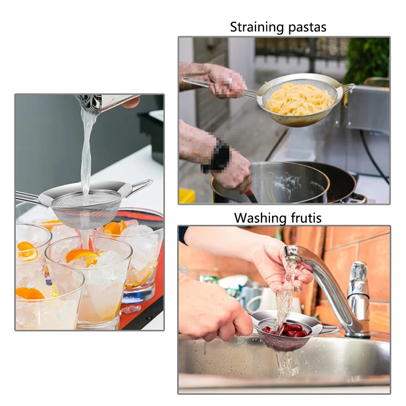 스테인리스 철사 파인 메쉬 오일 채반 밀가루 소쿠리 체 체, 페이스트리 베이킹 도구, 주방 액세서리, 1 개, 3 개, 4 개 세트