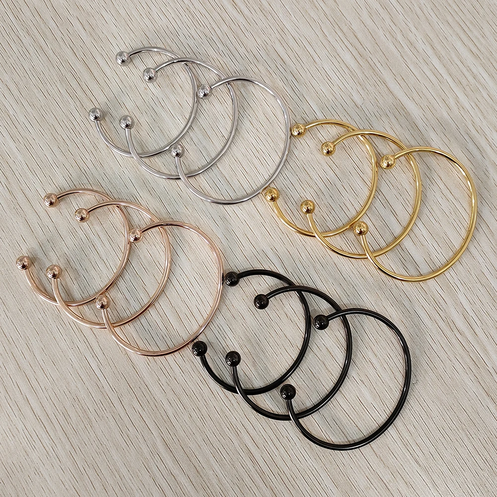 새로운 패션 액세서리는 자유롭게 Diy 오픈 볼 헤드 스레드 방수 금속 스테인레스 스틸 팔찌로 미세 연마 수 있습니다