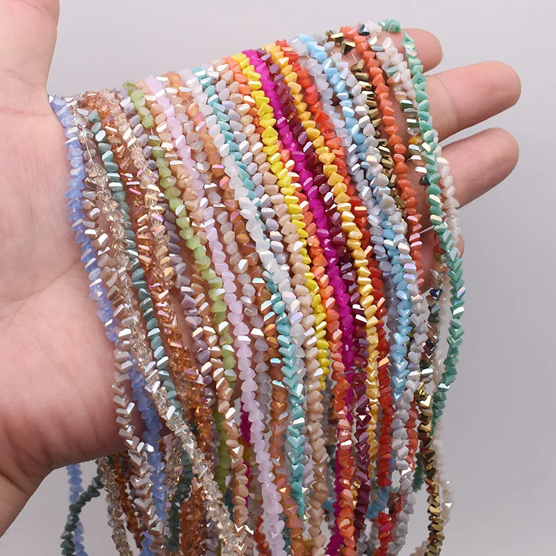 DIY 귀걸이 목걸이 제작용 삼각형 크리스탈 비즈, 매력적인 크리스탈 유리 루즈 비즈, 새로운 색상, 4mm, 130 개