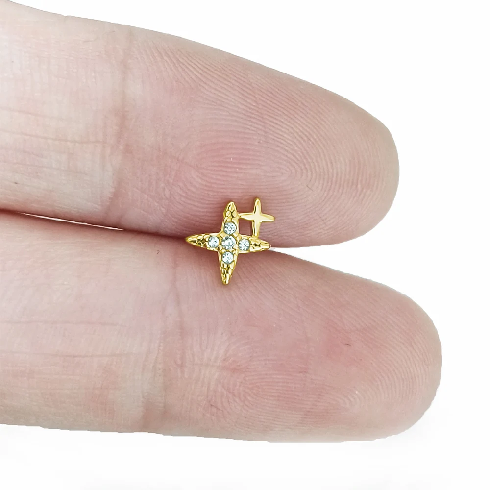 ASTM F136 G23 티타늄 잎 지점 푸시 스레드리스 Labret 피어싱 16/18/20G 귀걸이 스터드 연골 도매 바디 쥬얼리