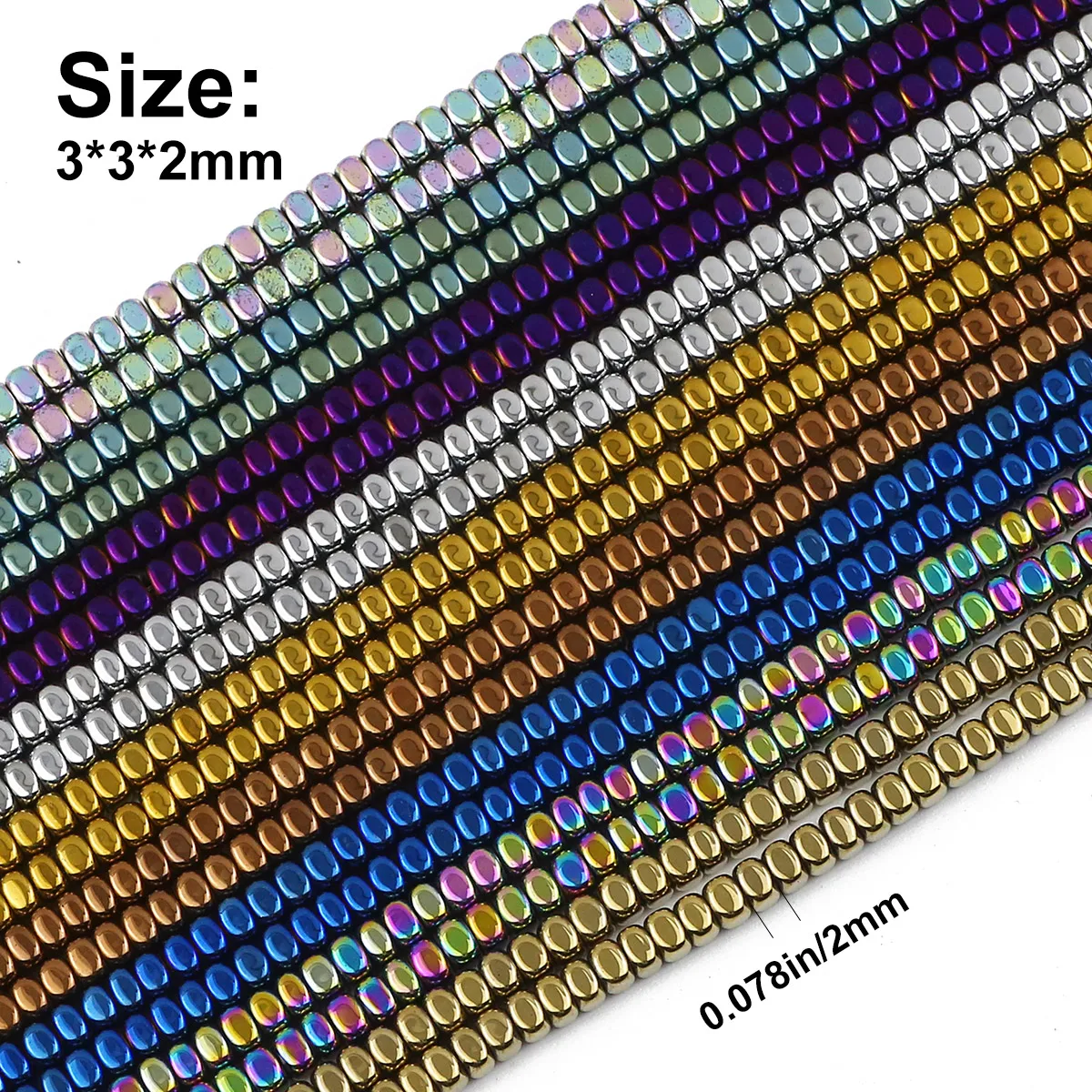 3x2mm 200pcs 골드 도금 적철광 천연 석재 스퀘어 스페이서 루즈 비즈 쥬얼리 만들기 팔찌 목걸이 DIY 액세서리