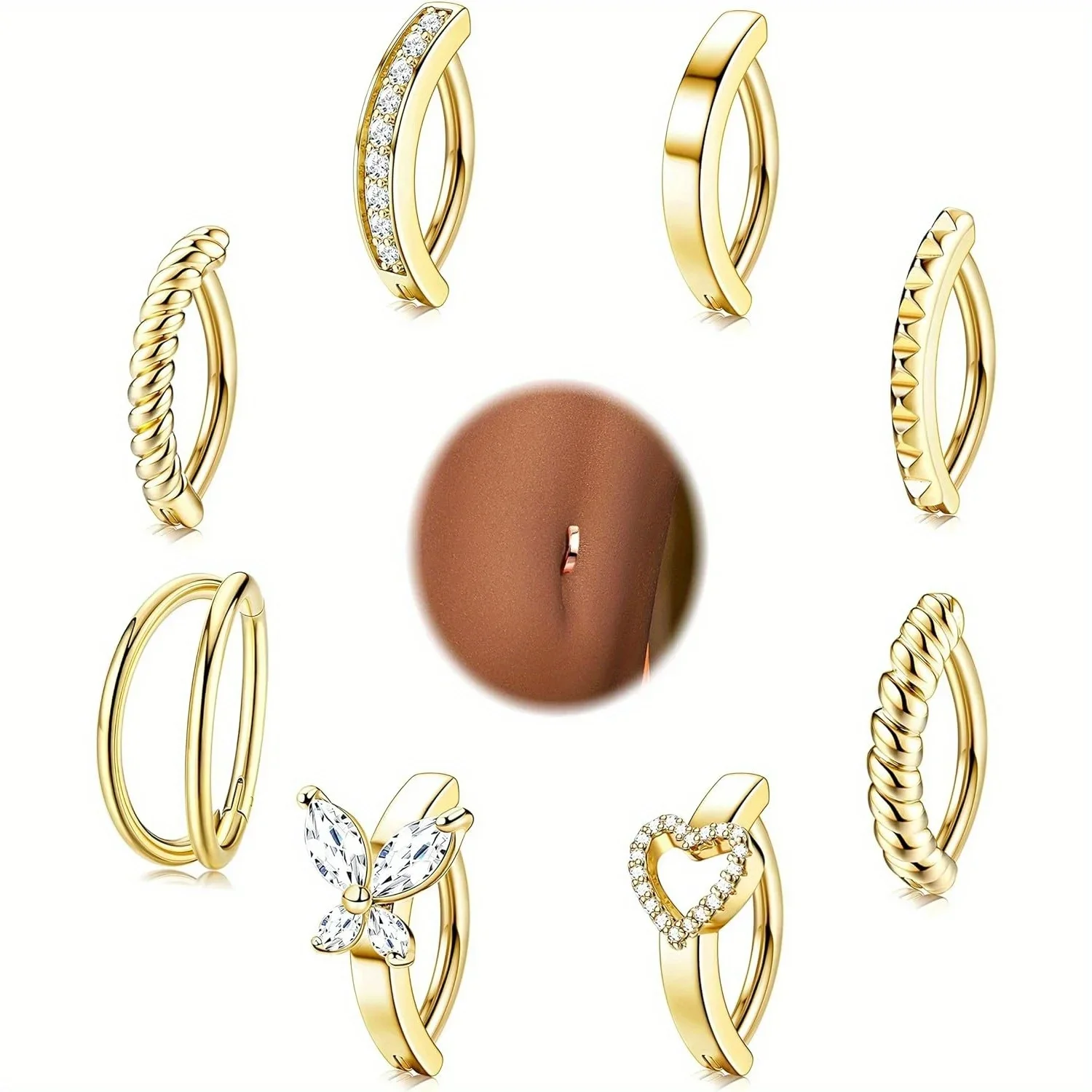 Bobisty 1PC 외과 강철 배꼽 반지 여성을위한 CZ 하트 나비 간단한 역방향 배꼽 반지 바디 피어 싱 쥬얼리 title=Bobisty 1PC 외과 강철 배꼽 반지 여성을위한 CZ 하트 나비 간단한 역방향 배꼽 반지 바디 피어 싱 쥬얼리