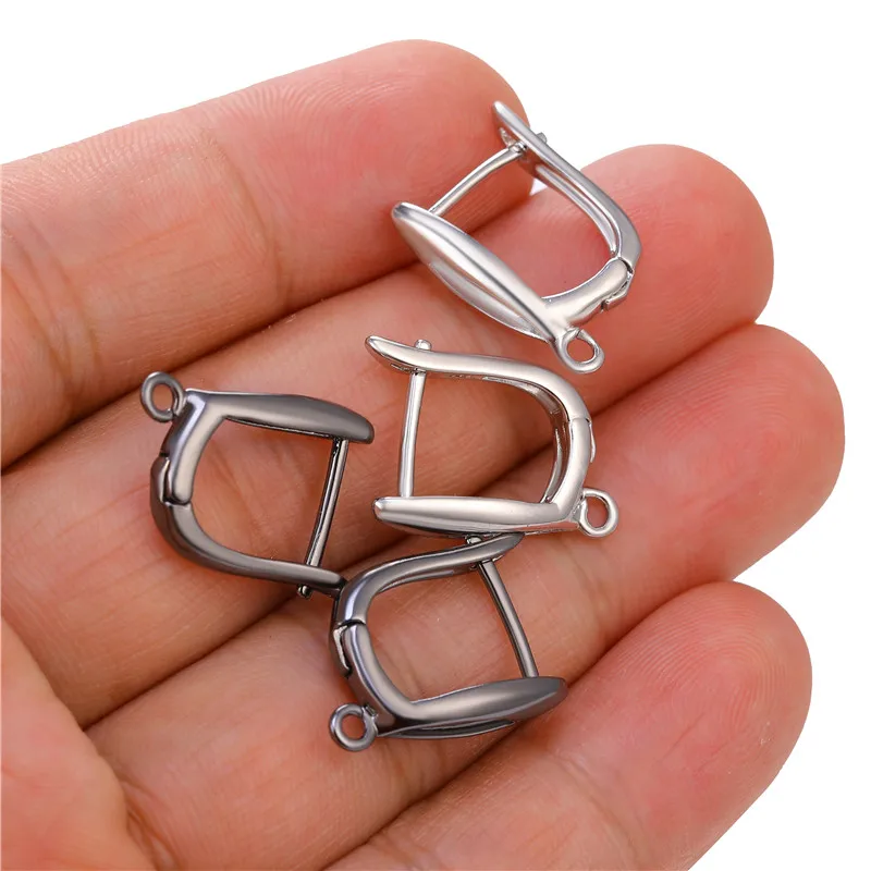 Juya 2 4 개/몫 DIY 블랙 비 페이딩 항 알레르기 소재 Schwenzy 패스너 귀 와이어 후크 여성용 귀걸이 만들기 용품