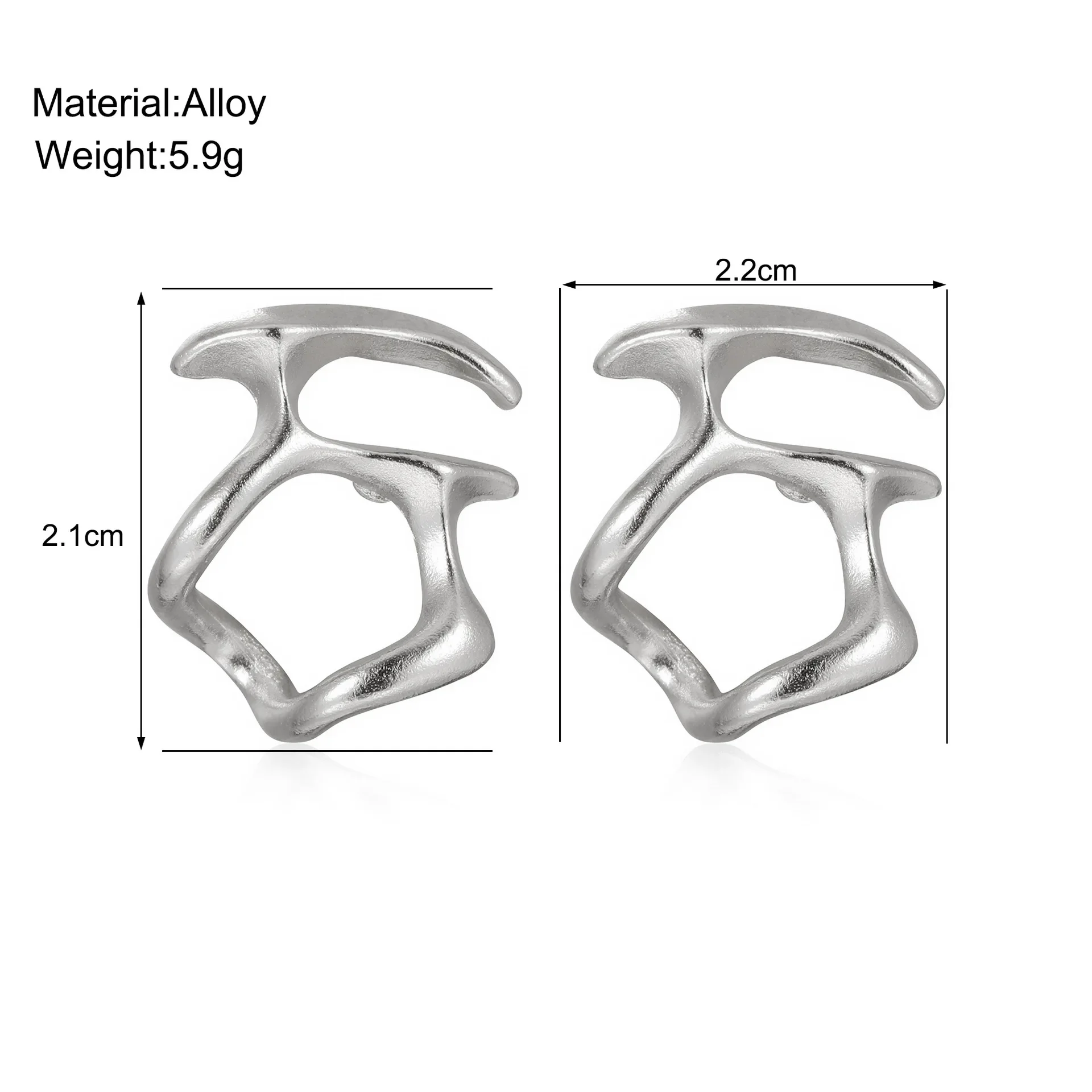 펑크 불규칙 액체 귀걸이, 힙합 개성 있는 금속 귀걸이 클립, 소녀 파티 쥬얼리 선물, Y2K 액세서리