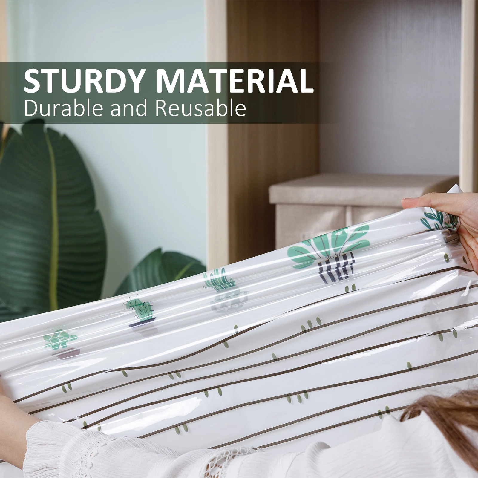 TAILI 큐빅 진공 가방, 의류 담요 보관용 대형 플라스틱 보관 가방, 압축 빈 가방 커버, 여행 포장 가방