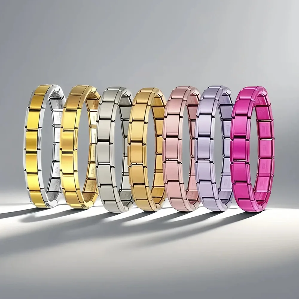 패션 스테인레스 스틸 탄성 이탈리아어 링크 매력 팔찌 9mm 너비 남성 여성을위한 심플한 디자인 팔찌 DIY 만들기 보석 title=패션 스테인레스 스틸 탄성 이탈리아어 링크 매력 팔찌 9mm 너비 남성 여성을위한 심플한 디자인 팔찌 DIY 만들기 보석