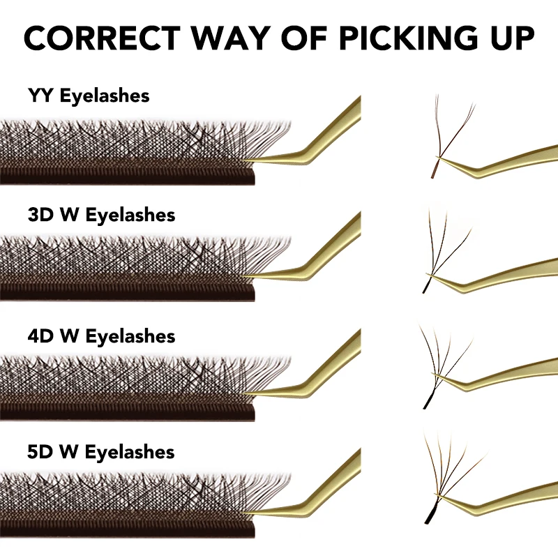 NATUHANA 브라운 W 모양의 2D 3D 4D 5D W 자연 소프트 자동 꽃 미리 만들어진 팬 속눈썹 확장