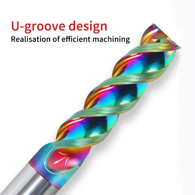 U 슬롯 카바이드 엔드밀 HRC65 3 플루트 DLC 코팅 텅스텐 스티엔 밀링 커터 4mm 6mm 8mm 10mm 12mm 알루미늄 용 CNC 도구