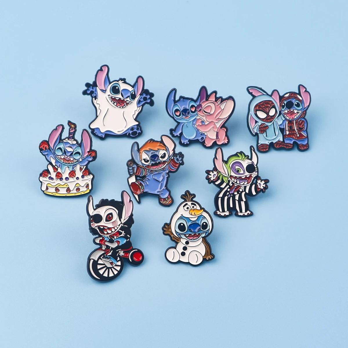 여성을위한 만화 스티치 에나멜 핀 브로치 배낭에 옷깃 핀 배지 의류 액세서리 패션 쥬얼리 할로윈 선물