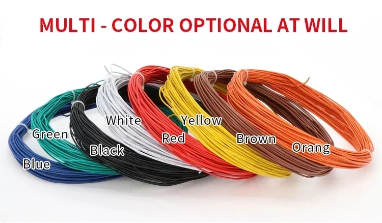 5/10/20M UL1007 단일 코어 구리 와이어 26 24 22 20 18 16 14 AWG PVC 절연 솔리드 주석 도금 라인 전기 케이블 라인