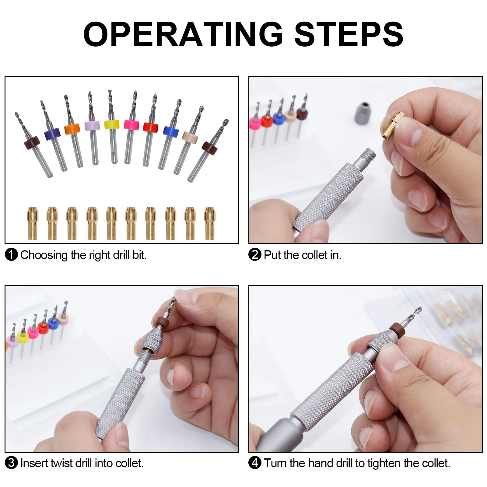 11 또는 21피스 니들 바이스 세트 감압 핸드 트위스트 드릴 이중 베어링 다양한 크기의 회전식 교환 가능 비트