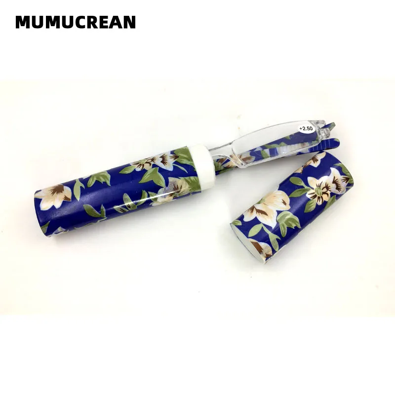 새로운 미니 접이식 독서 안경 여성 남성 + 1.0 ~ 4.0 휴대용 컨테이너 노안 펜 안경 상자