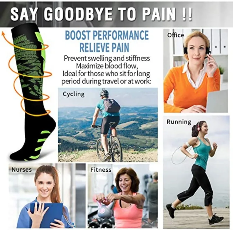 압축 양말 러닝 스포츠 양말 의료 간호 20-30mmhg 비행 여행 임신 부종 당뇨병 정맥류 양말