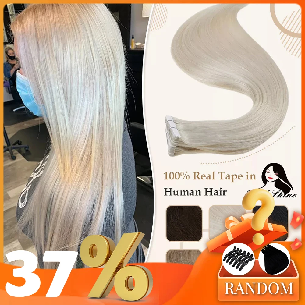 100% 레미 인간의 머리카락 스트레이트 양면 금발 편안한 부드러운 천연 테이프 인 여성용 전체 샤인 테이프 title=100% 레미 인간의 머리카락 스트레이트 양면 금발 편안한 부드러운 천연 테이프 인 여성용 전체 샤인 테이프 