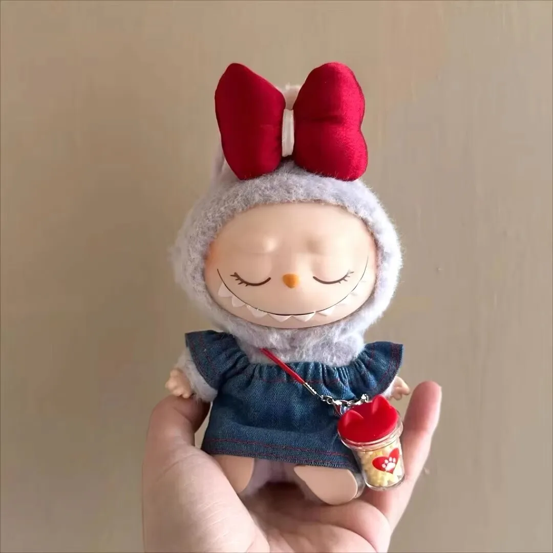 17cm labubu 옷 복장 봉제 인형 옷 마카롱 귀여운 의류 DIY 아이 선물 의류 헤어 액세서리 v1 v2 옷