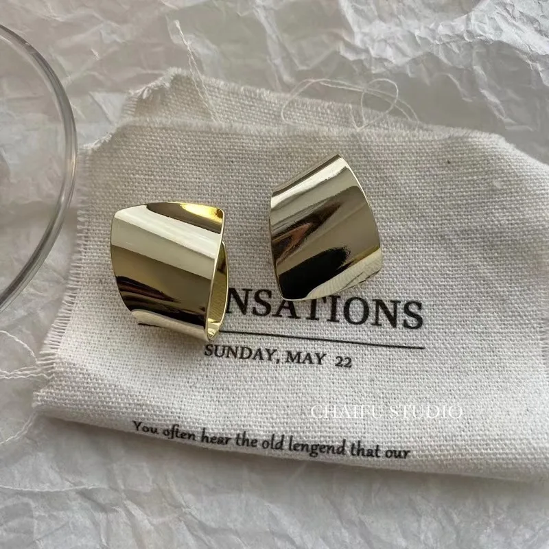 여성을위한 새로운 간단한 금속 스타일 광택 기하학적 귀걸이 유행 맞춤형 일일 액세서리 파티 보석 생일 선물