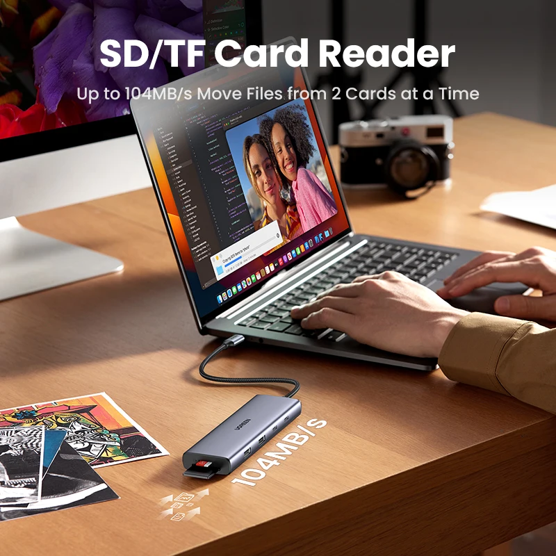 UGREEN USB C 허브 HDMI 어댑터, USB C에서 USB3.0, PD100W, SD 및 TF, 맥북 프로 에어 노트북용, C타입 3.1 스플리터 도킹 스테이션, 4K60Hz