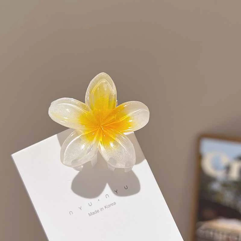 6Pcs 하와이 그라디언트 헤어 클립 꽃 머리 발톱 여성 작은 크기 패션 모자를 쓰고 있죠 머리핀 크랩 자용 헤어 액세서리