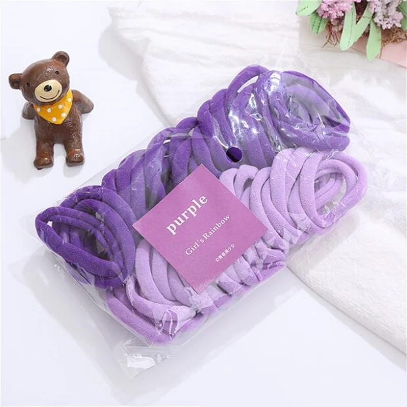 50pcs 블랙 탄성 헤어 밴드 리그 넥타이 Colets Scrunchies 스프링 껌 액세서리 여자 여자 손상 없음 땋은 머리 홀더 세트